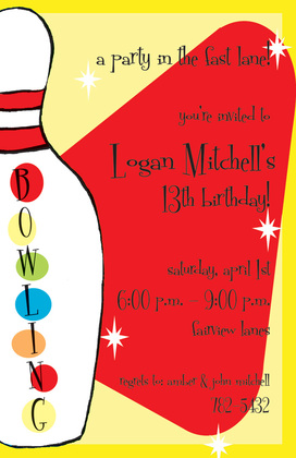 Summer Bowling Birthday Invitations