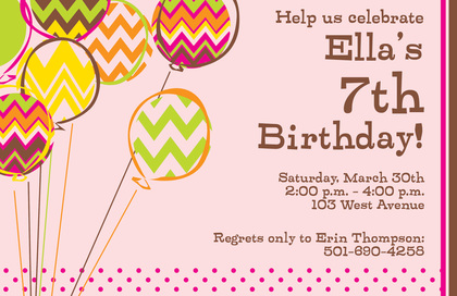 Chevron Balloons Birthday Invitations