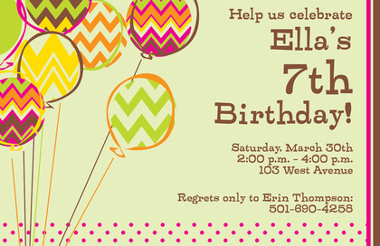 Chevron Balloons Party Invitations