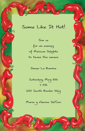 Red Hot Peppers Chili Border Invitation