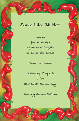 Red Hot Peppers Chili Black Invitations