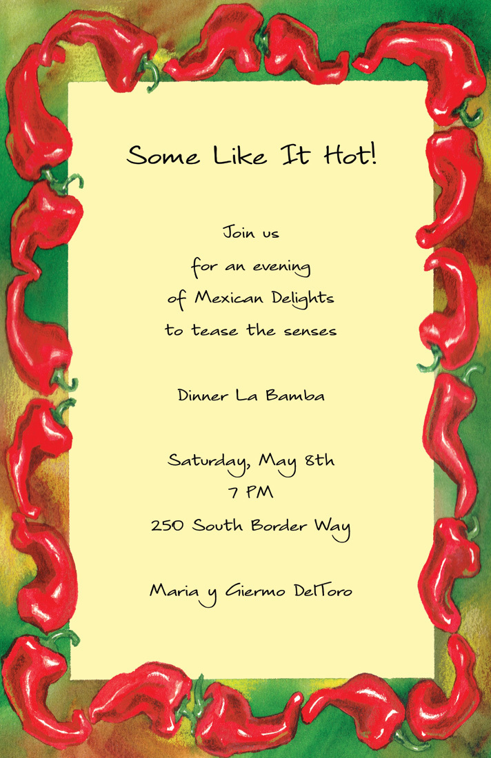 Red Hot Peppers Chili Yellow Invitations
