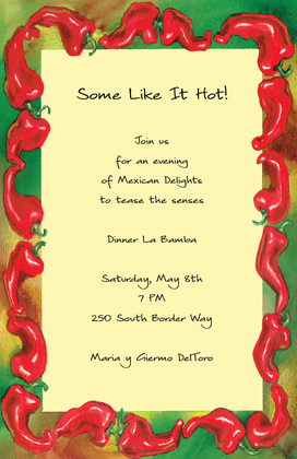 Red Hot Peppers Chili Black Invitations