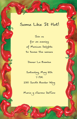 Red Hot Peppers Chili Border Invitation