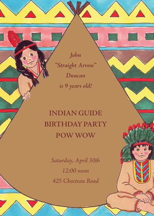 Native American Indian Yellow Invitations