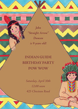 Native American Indian Brown Invitations