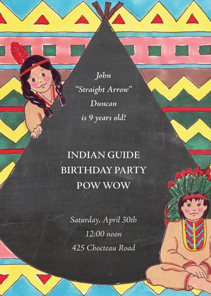 Native American Indian Blue Invitations