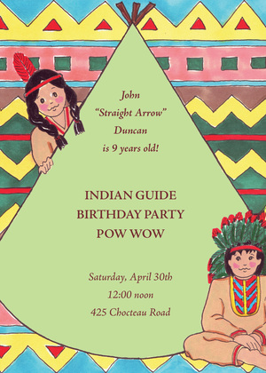 Native American Indian Yellow Invitations