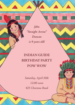 Native American Indian Chalkboard Invitations