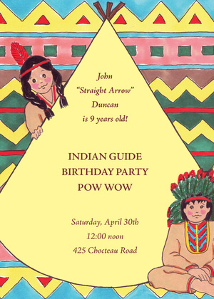 Native American Indian Pink Invitations