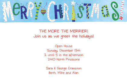 Merry Christmas Green Invitations