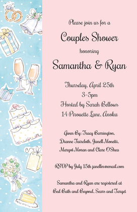 Wedding Elements Blue Collage Invitations