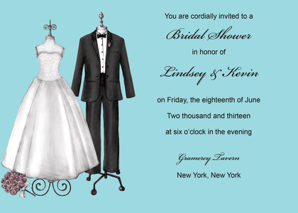 Modern Formal Couple Dress Wedding Invitations