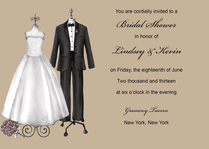 Modern Couple Dress Grey Wedding Invitations