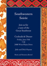 Navy Southwestern Paisley Trim Invitation