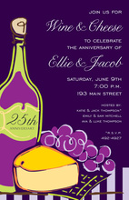 Wine Cheese Modern Purple Invitations