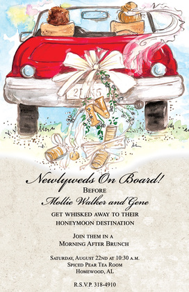 Nostalgia Honneymoon Car Wedding Invitations