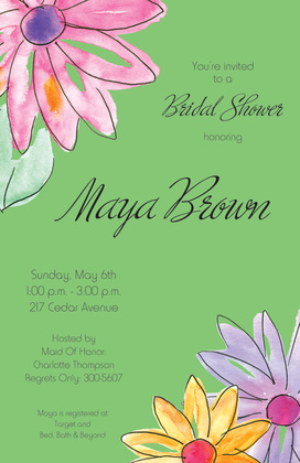 Watercolor Gerbers Pink Invitations