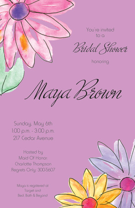 Watercolor Gerbers Yellow Invitations