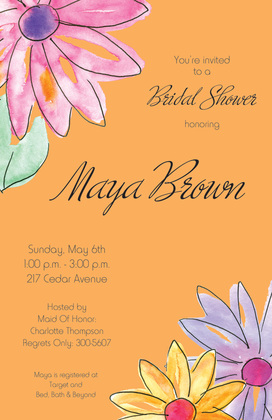 Watercolor Gerbers Green Invitations
