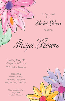 Watercolor Gerbers Orange Invitations