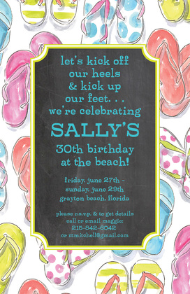 Pink Classy Flip Flops Birthday Invites