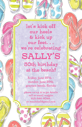 Blue Flip Flops Border Invitations