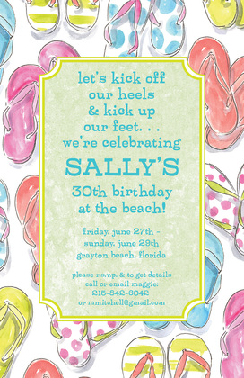 Lavender Classy Flip Flops Birthday Invites