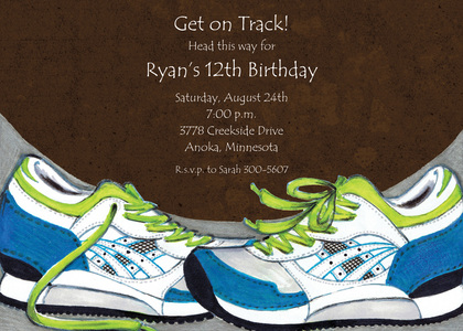 Blue Running Shoes Invitation