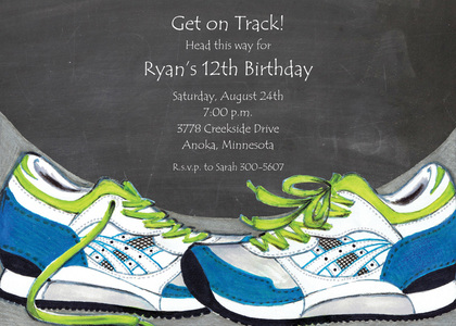 Blue Running Shoes Invitation