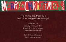 Merry Christmas Maroon Invitations