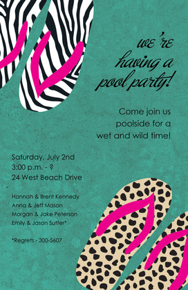 Girly Fancy Wild Flip Flop Invitations