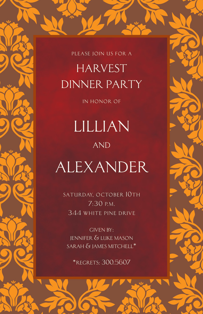 Fall Leaves Red Texture Invitations