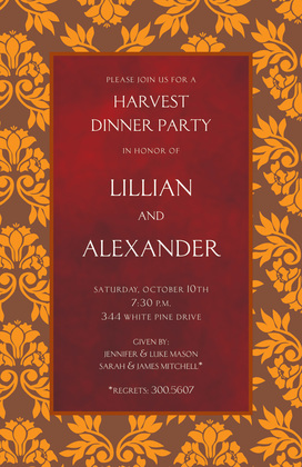 Fall Leaves Black Texture Invitations