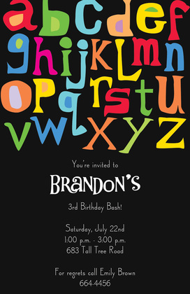 Fun Letters Alphabet Chalkboard Invites