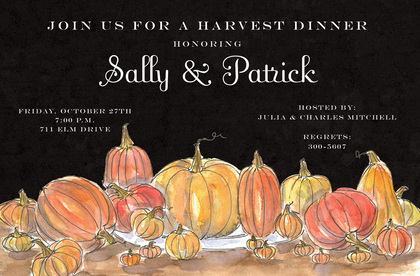 Golden Pumpkin Fall Theme Invitations