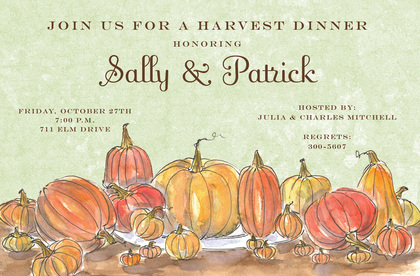 Watercolor Pumpkins Night Invitations