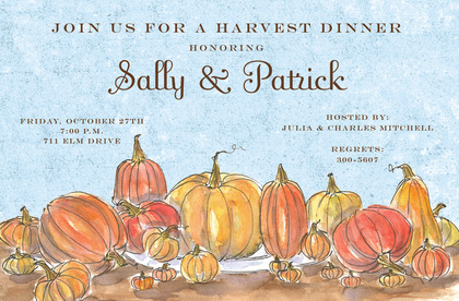 Watercolor Pumpkins Night Invitations