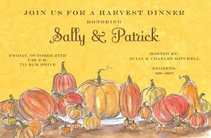 Watercolor Pumpkins Sage Invitations