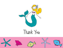 Pretty Little Mermaid Kids Fill-in Thank You Cards