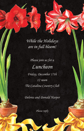 Red Amaryllis Floral Arrangements Invitation