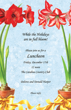 Red Amaryllis Floral Arrangements Invitation