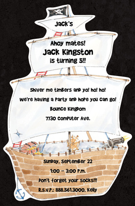 Ahoy Mates Pirate Ship Invitations