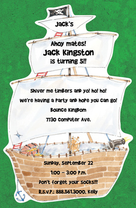 Ahoy Mates Pirate Ship Navy Invites