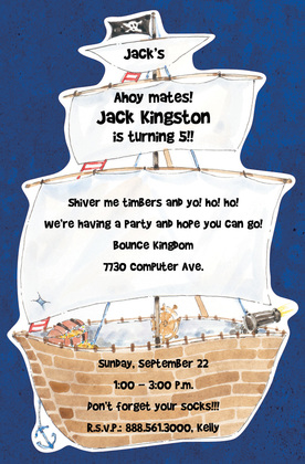 Ahoy Mates Pirate Ship Invitations