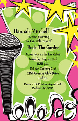 Rock Star Polka Dots Birthday Party Invitations