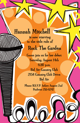 Rock Star Polka Dots Birthday Party Invitations