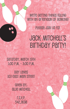 Lavender Bowrling Party Invitations